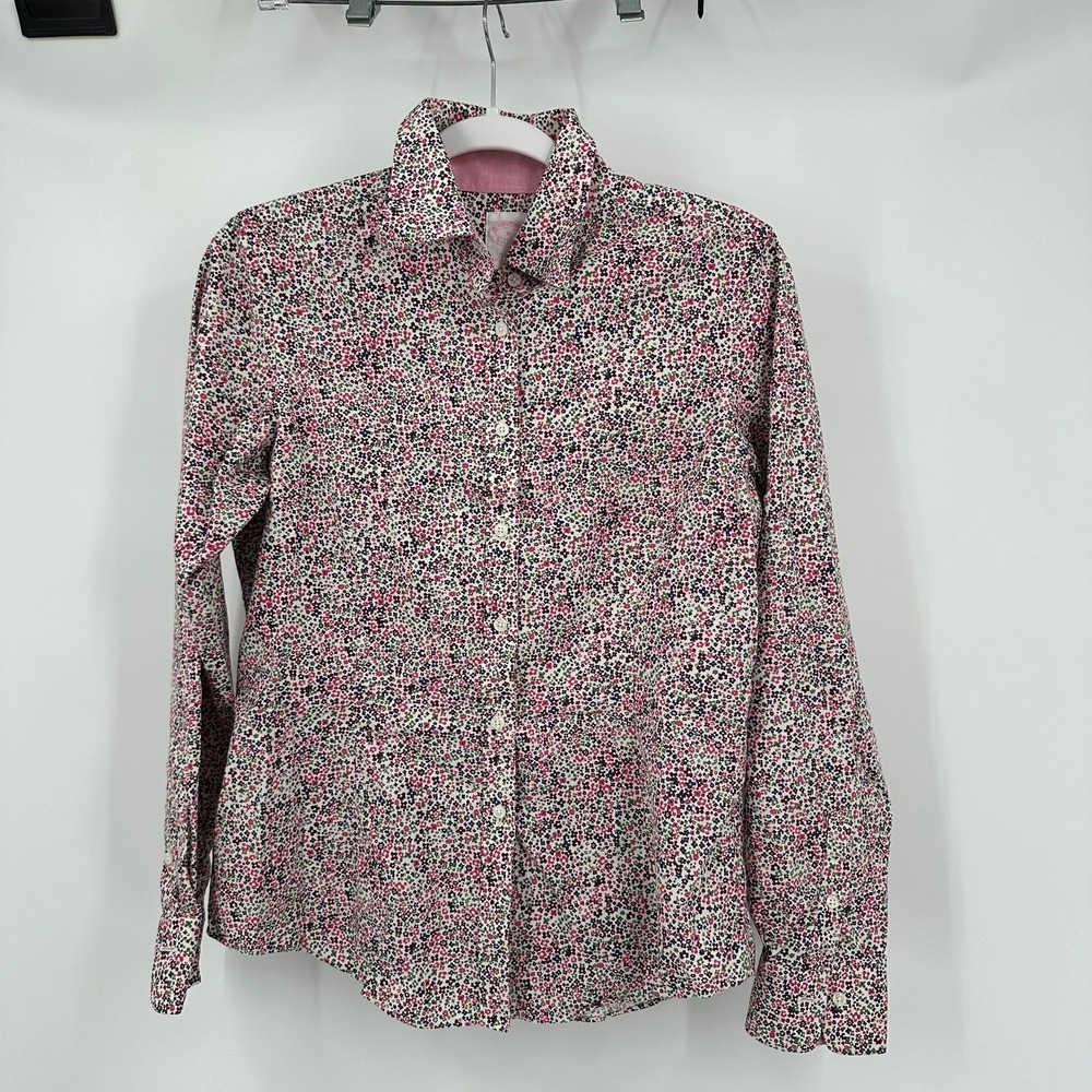 Brooks Brothers Womens Preppy Old Money Floral Top Size 8 Americana Cotton